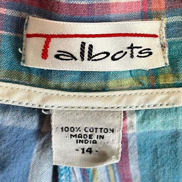 Talbots Plaid Cotton Shorts Size 14 Vintage Pleated - Picture 6 of 7